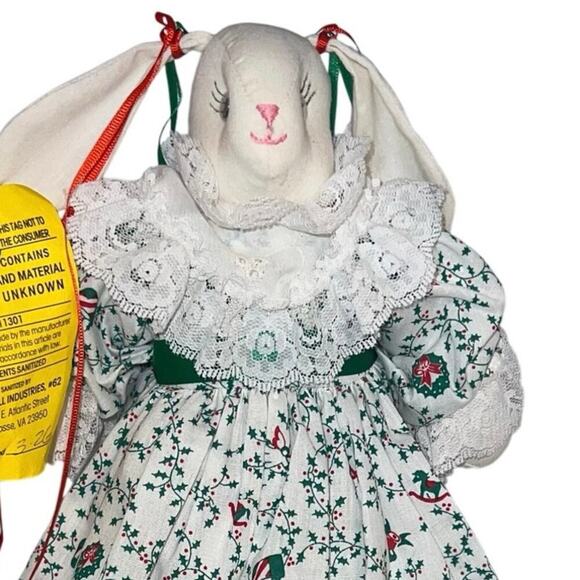 Victorian Christmas rabbit 13 inch, lace pleated dress w/ slip and bloomers ￼ - Picture 2 of 8
